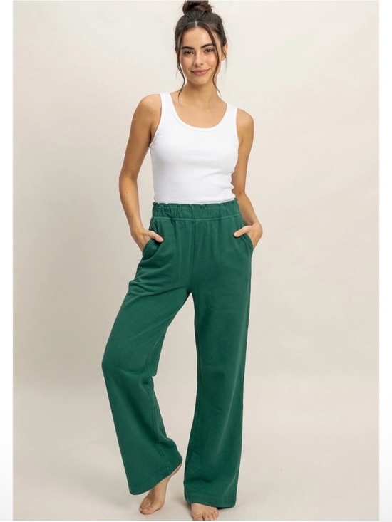 Pants - NEW Double Zero Pine Green 100% Cotton Wide Leg Flare Pants